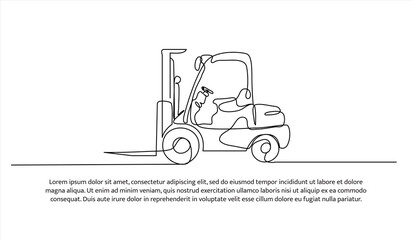 Truk forklift one continuous line design. Decorative elements drawn on a white background. © Bettermind Graphic