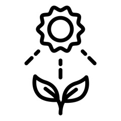 Photosynthesis with plant and sun outline icon