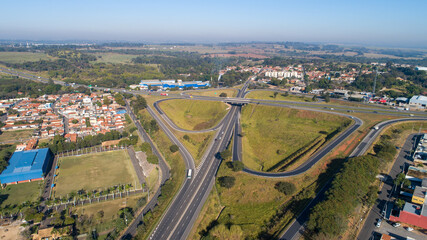 Fototapeta na wymiar aerial view of the city of Jaguariuna, in the countryside of São Paulo