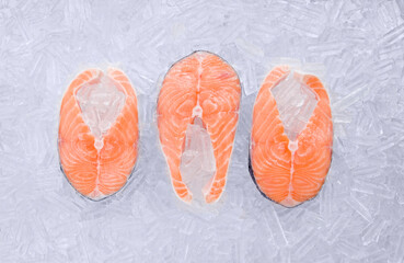 salmon fillet on ice tray