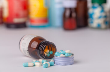 The blue pill was poured out of the bottle.