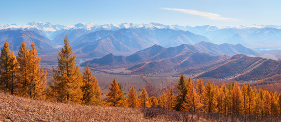 Picturesque mountain valley, autumn view