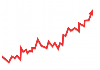 Obraz premium red arrow graph slowly and surely going up make profit financial and economic grow market boom