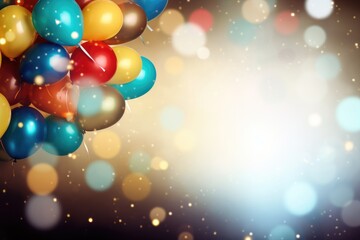 Obraz na płótnie Canvas Colorful balloons with bokeh background, birthday celebration background