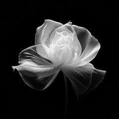 white rose with transparent white veil on black background