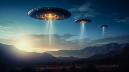 Obraz na płótnie Canvas UFO Flying Saucer Spaceship Alien Spacecraft Science Fiction Universe Space