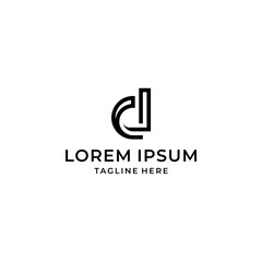 d initial logo design vector template