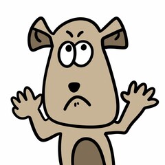 angry and annoyed dog on white background