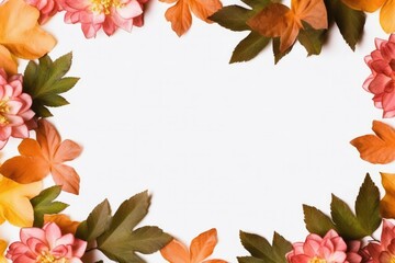 maple leaves and oak frame background