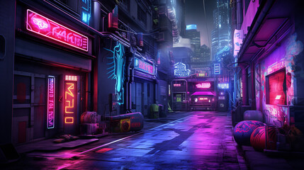 Futuristic Neon Cyber Alley