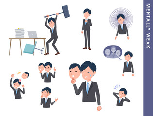 精神的に弱っているビジネス男性のセット