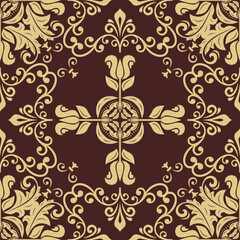 Orient vector classic pattern. Seamless abstract background with vintage elements. Orient brown and golden pattern. Ornament for wallpapers and packaging