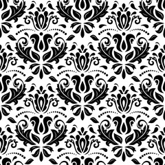 Classic seamless vector pattern. Damask orient ornament. Classic vintage black and white background. Orient pattern for fabric, wallpapers and packaging