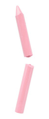Pink crayons isolated on transparent background, broken colored sticks