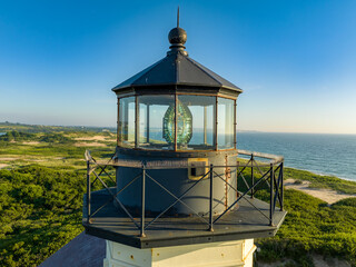 Late afternoon summer photo of the North Lighthouse, New Shoreham, Block Island, Rhode Island.	