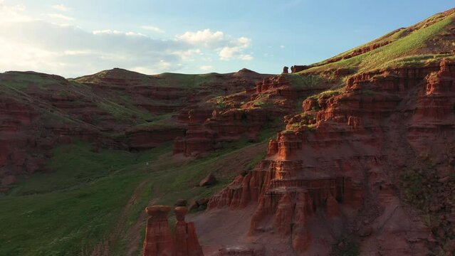 Narman fairy chimneys of erzurum province 4k aerial footage