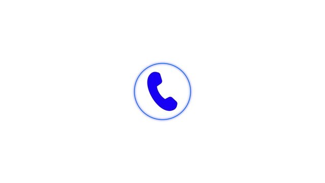 Green color call icon phone calling signal network animation white background.