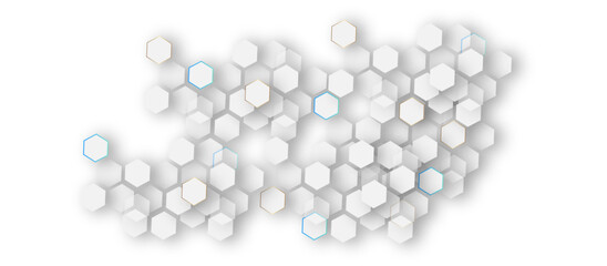 hexagon concept design abstract technology background vector. hexagon pattern. Seamless background. Abstract honeycomb background in grey color. hexagon panorama.  