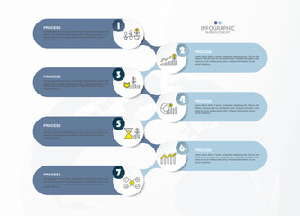 Fototapeta premium Infographic process design with icons and 7 options or steps.