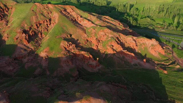 Narman fairy chimneys of erzurum province 4k aerial footage