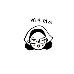 mother face icon, hand drawn style vector