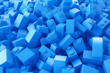 Fototapeta na wymiar A vivid 3D rendering showcases a seamless backdrop made of blue toy bricks, evoking a nostalgic yet modern aesthetic. 
