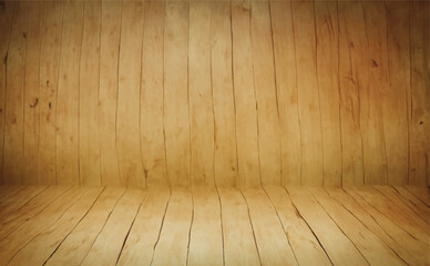 room with wooden floor and wall