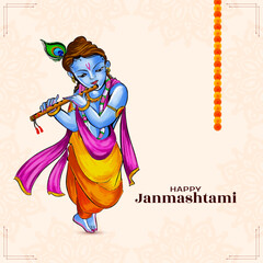 Happy janmashtami festival celebration religious card design
