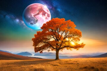Obraz na płótnie Canvas landscape with moon generated ai