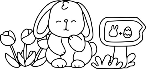 Rabbit Bunny Easter Outline Coloring