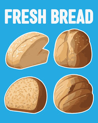 Vector illustration poster of a bread or milk bread. Poster for fast food shop. Posters for promotions, discounts and rebates.