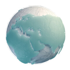 3d rendering of planet Earth with a view of Europe, South Africa, Arabian Peninsula, Central Asia isolated on transparent background