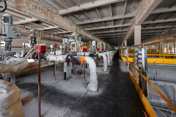 Piping of autoclaves with pipes valves and automatic drives
