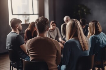 Fototapeta premium support groups.People support each other in a rehabilitation session. 