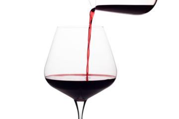 red wine pouring into glass