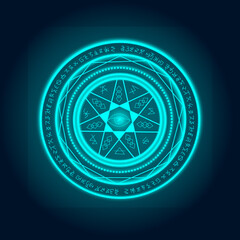 The magic ring has a spell directed. Vigorous and Powerful Black Background As Vector Illustration