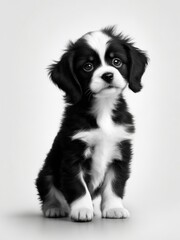 Black and white background cute puppy