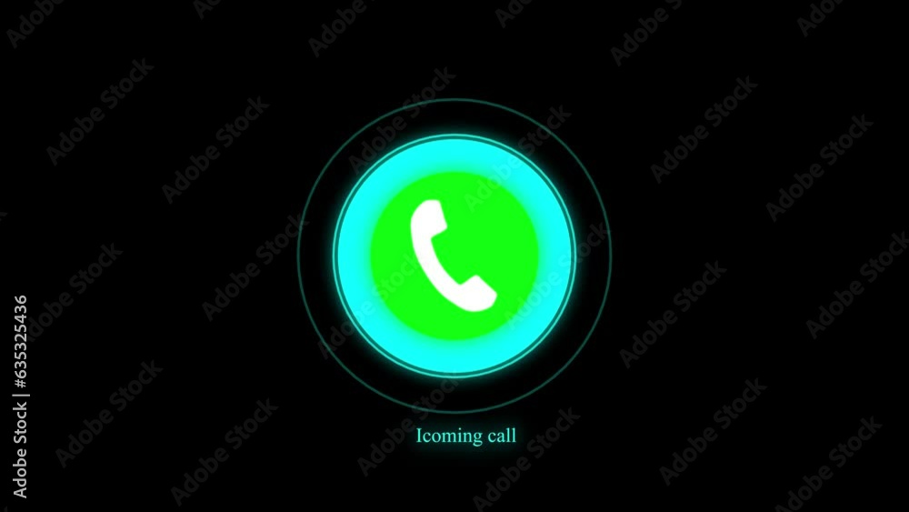 Poster call icon animation with radio signal on the black background.