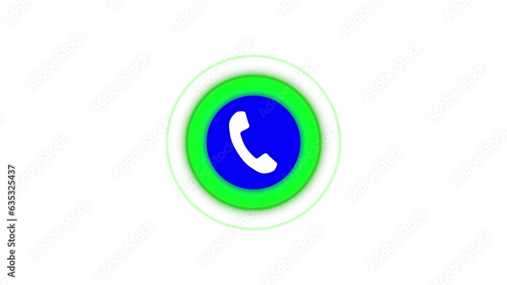 Poster call icon animation with radio signal on the black background.