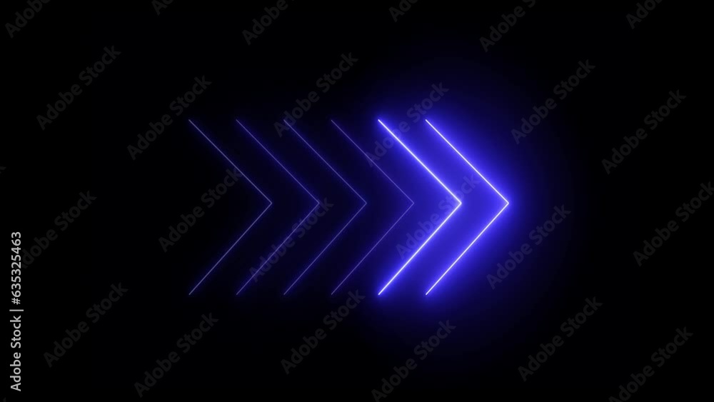 Poster blue color neon arrow. neon arrows sign loop animation background motion graphics background. e_606