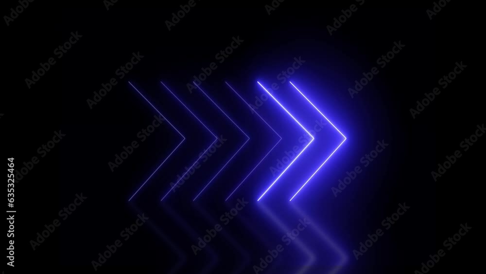 Poster blue color neon arrow. neon arrows sign loop animation background motion graphics background. e_607