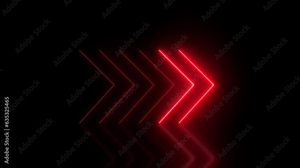 Poster red color neon arrow. neon arrows sign loop animation background motion graphics background. e_608