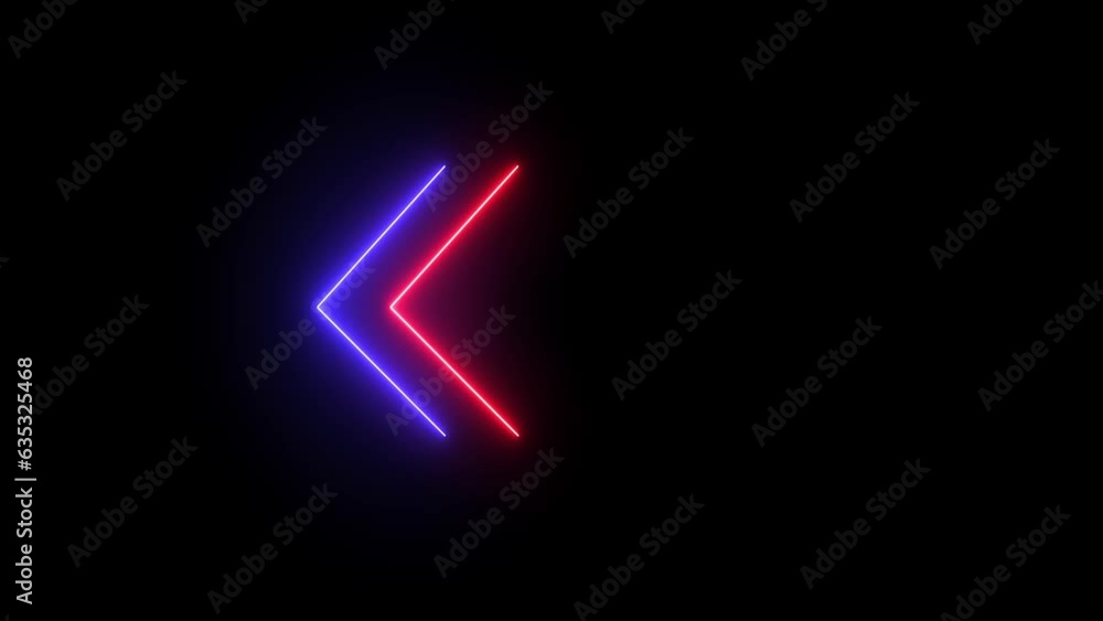 Poster colorful neon arrow. neon arrows sign loop animation background motion graphics background.