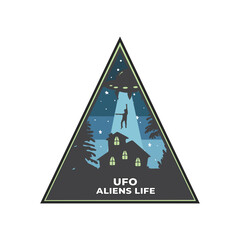 alien life vector. aliens abduction people from home vector silhouette