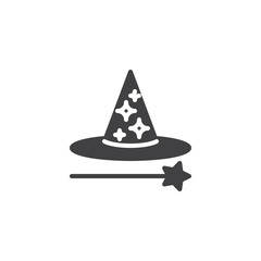 Fototapeta premium Magic wand and hat vector icon