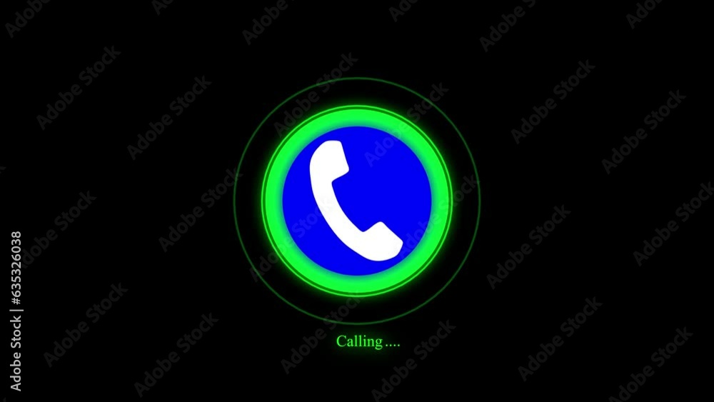 Poster call icon animation with radio signal on the black background. e_671