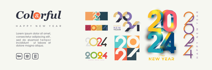 Unique vector design of 2024 numbers set. To celebrate happy new year 2024. Premium colorful vector content for media use.