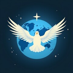 International day of peace. Planet Earth, world peace dove,. Anti war movement. illustration. Generative ai