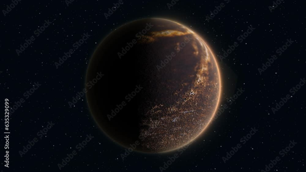 Aufkleber abstract planet red rusty realistic futuristic round sphere against the background of stars in space