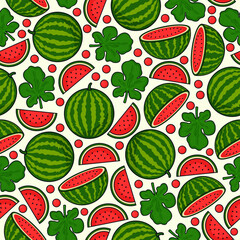 Watermelon fruit seamless pattern background illustration